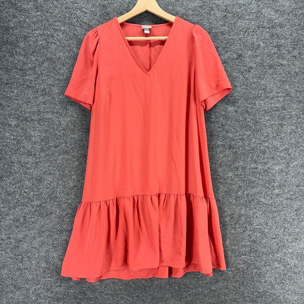 A New Day Dress Women S Small Pink Shift Short V-Neck Short Sleeve Casual Solid